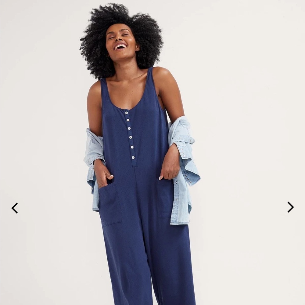 Hatch maternity blue Button-Front nurse all day romper